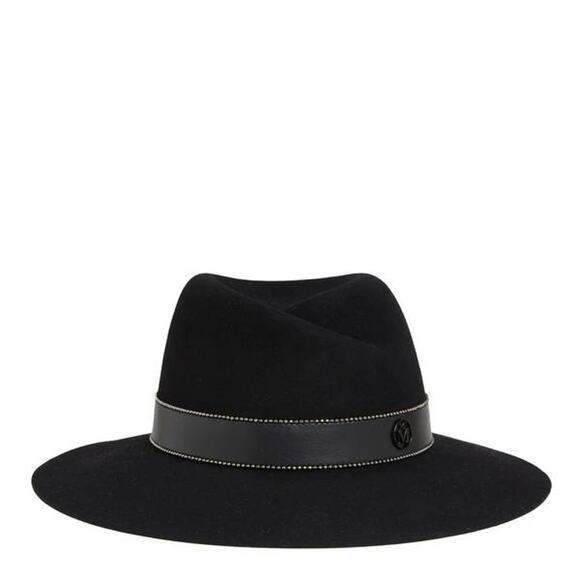 Maison Michel Virginie Leather Effect On Felt Hat in Black S - Picture 2 of 2